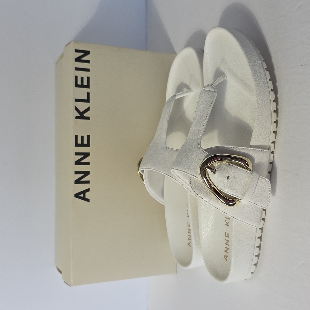Anne Klein (8.5) iflex White Footbed Sandals - Picture 2 of 10